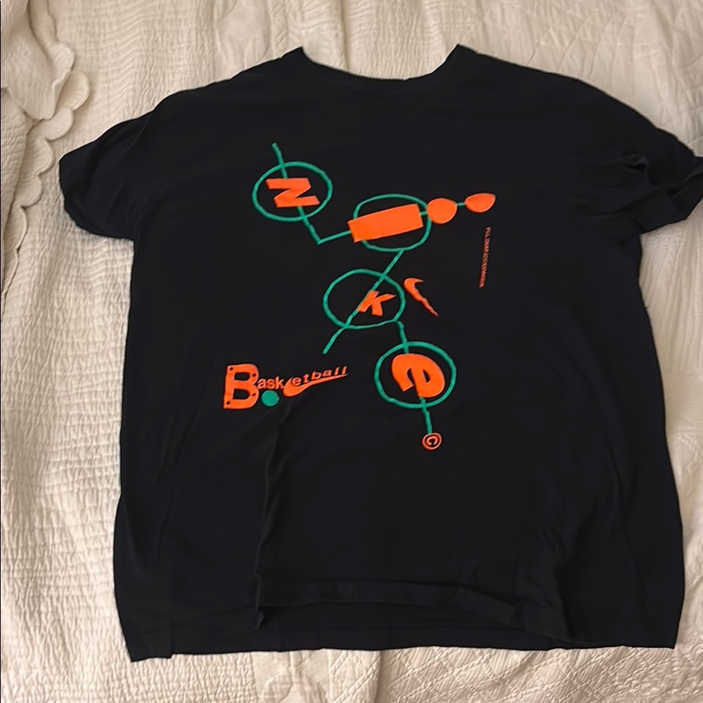 Nike Black Tee with Vibrant Orange and Green Design